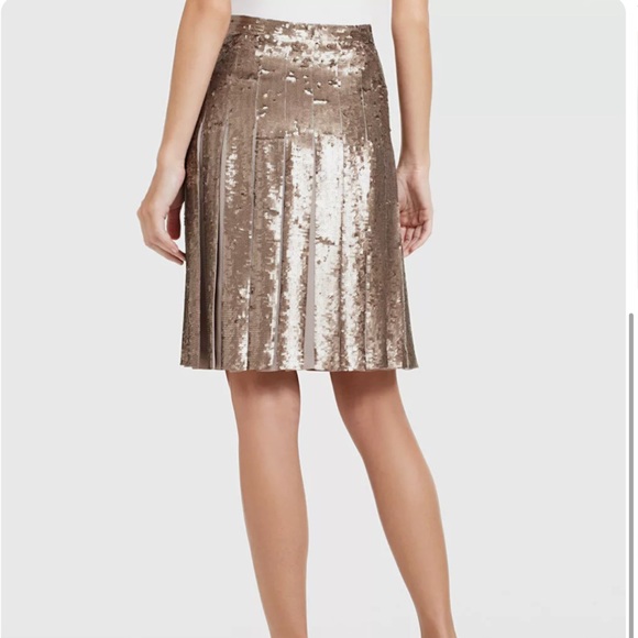 BCBGMAXAZRIA EDNA PLEATED SEQUINED SKIRT IN PUMICE WASH - Picture 2 of 5